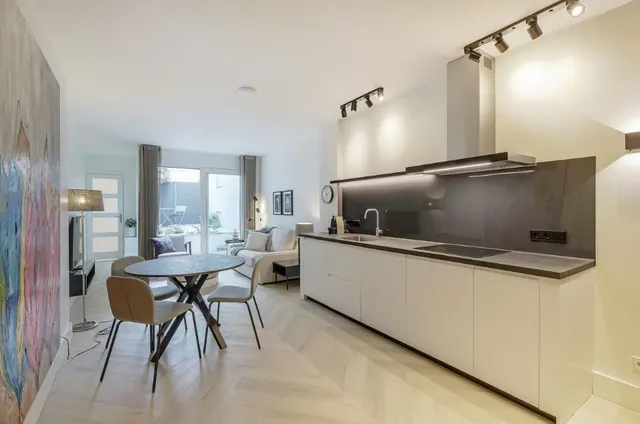 Open-plan kitchen and dining area